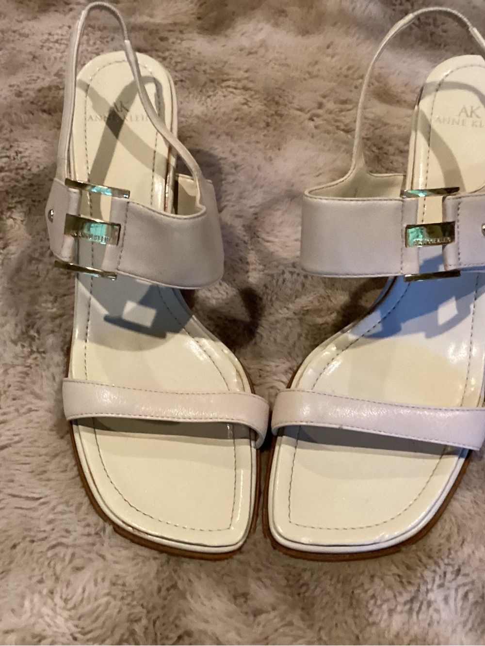 Anne Klein Cream Slingback Heeled Sandals